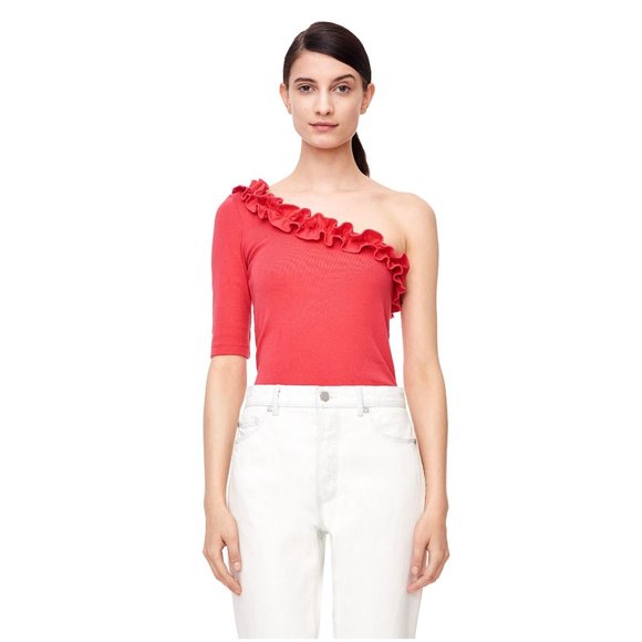 Rebecca Taylor Tops - REBECCA TAYLOR One-Shoulder Ribbed Jersey Top sz M